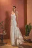 Spaghetti Chic Dresses V Neck Lace Appliqued Boho Beads Bridal Gowns Floor Length Backless Wedding Dress Robe De Marie