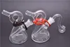 Maple leaf logo 10mm joint Mini Glass Bong Water Pipes Pyrex Oil Rigs Glass Bong Thick Recycler Oil Rig with glass bowl
