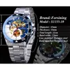 Forsining Mécanique Hommes Montre Top Marque De Luxe Automatique Homme Montre En Acier Inoxydable Squelette Bleu Cadran Étanche Casual Clock203m