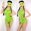 Sexy Backless See Through Bodysuit Club Bar DJ Female Singer Stage Wear Leading Dancer Performance Costume Jazz Show Fluorescent Costume