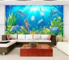 Papier peint promotionnel 3d dauphin sirène exquis monde sous-marin intérieur TV fond décoration murale papier peint Mural