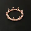 Högkvalitativ glittrande kronring CZ diamant bröllopssmycken för kvinnor med originallåda för Pandora 925 sterling silver ringar set