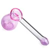 cute design water pipe tobacco smoking glass bong bubbler Glass Spoon Pipes With Side Carb Hole Mixed color delivery