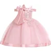 Baby Girl 3D Flower Silk Sukienka księżniczka na przyjęcie weselne duże łuk Tutu Sukienki dla dzieci dla dzieci Dziewczyna Moda odzież 6454627