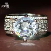 야이 쥬얼리 패션 공주 컷 거대한 4.6CT 화이트 지르콘 실버 컬러 약혼 반지 결혼 반지 파티 반지