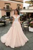 Vintage 2019 Champagne Praia Vestidos de Casamento Fora Do Ombro Uma Linha de Renda Branca Applique Tulle Boho Vestidos de Noiva Barato New Arrival