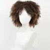 14 inç Kahverengi Sentetik Kıvırcık Peruk Kadınlar için 9 Renk Ombre Kısa Afro Wig Afro -Amerikan Doğal Siyah Saç1722800