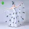De nieuwe opening dansvoorstellingen Dai danskostuum volwassen vrouwelijke vogel show White Peacock Spirit garen grote skirt218d
