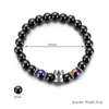 CRWON Magnetic Hematite Pulseira Strand Antiga Prata Rainha Coroa Braceletes Preto Beads Para Homens Mulheres Moda Jóias