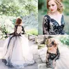 Abiti da sposa neri economici Abiti da sposa Boho country rustico in pizzo a maniche lunghe gotico con applicazioni Abiti da sposa vintage sexy con retro Oepn