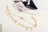 Zilveren Goud Dubbellaag Tassel Blad Anklets voor Vrouwen Voetaccessoires Zomer Strand Barefoot Sandalen Armband Enkle op het been Vrouwelijk ANKL