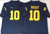 NCAA Michigan Wolverines 2019 # 10 Tom Brady Jersey venda quente 2 Charles Woodson azul marinho branco amarelo costurado College Football Jersey S-3XL