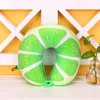 2pcs 6 Colors Fruit U Shaped Pillow Protect the Neck Travel Watermelon Lemon Kiwi Orange Pillows Cushion