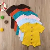 Baby Girl Clothes Cotton Baby Boy Rompers Solid Toddler Jumpsuits Single Breasted Newborn Romper Summer Baby Clothing 6 Colors DHW3644
