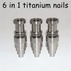 Fumadores 6 em 1 Inoeless Titanium unha Gr2titanium unhas articulação 10mm 14mm 18mm vidro bong tubulação de água universal e conveniente