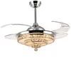 42inch Modern Ceiling Fans Light Crystal LED Chandelier Pendant Fixture Retractable Blades Remote Control for Living Room Dining Room MYY
