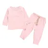 Baby Clothes Kids Cotton Clothing Sets Boys Girls Solid Long Sleeve Top Pants Suits Spring Autumn Sport Suit Children Casual Homewear A939