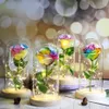 Rose LED Flower Wedding Artificial Enchanted Rose No Vidro Dome Presente De Natal Presente De Aniversário Para Namorada