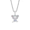 Hip Hop Jewelry Baby Bear Animal Necklace Pendant With Tennis Chain Rope Chain Iced Out Cubic Zircon Bling Jewelry