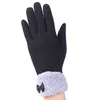 Moda-Magic Screen Touch Proste Eleganckie Rękawiczki Koronki Bowknot Full-Finger Full Wrist Mitten Lined Ciepłe