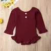 Baby Rompere Girls Falbala Gucchino tutesuiti infantile manica lunga da uomo a manica lunga neonata bodysuiti sottili sale vestiti vestiti boutique abbigliamento PY441