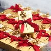 Gouden Candy Box met Bow Bruiloft Goederen Begeleidende Giften Rechthoekige Candy Carton Bruiloft Verpakking Doos DIY Decoratie