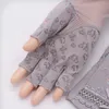 Gants à demi-doigts pour femmes, Protection solaire, Anti-UV, fins, pur coton, antidérapants, pour la conduite, demi-doigt, mitaines TB30