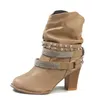 Venda quente - novas mulheres botas de moda fivela alça de salto alto botas de alto inverno sapatos motocicleta tornozelo botas mujer bootie xwx6928