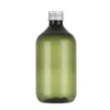 Partihandel 300 ml 500 ml Pet Green Brown Plast Tom Bottle Aluminium Cap för Toning Shampoo Dusch Gel Sub-Bottle kan anpassas etikett