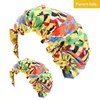 Mommy And Me Bonnet Set Double Layer Silky Sleep Cap African Pattern Print Satin Lined Bonnet Women girl Hair Care Hat Headwrap