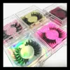 Caixa quadrada 3D Faux Mink Lashes Full Strip Fish Falselashes Extensões Synthetic Lash8898760