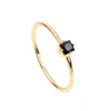 Anillo de compromiso de piedra negra Minimalista Apilamiento de oro Dainty SOLA piedra joyería simple anillo de plata 925
