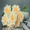 Feestartikelen Artificial Flower Fake Silk Single Real Touch Rose for Wedding Centerpieces Flowers Bouquet Home Decoration Festival YD0554