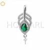 Cubic Zirconia Pendant Pearl Mounts Jewelry Findings Green Zircon 925 Sterling Silver Pendant Accessories 5 Pieces