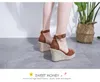 Women's sandals 2019 summer new Europe large size fish mouth wedges with a word buckle with women's shoes