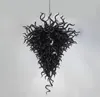 Modern svart glas hängande kristaller ljuskronor LED lampa droppe form glas hänge handblåst glas blomma ljuskrona