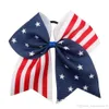 7" 4th of July Ponytail Hair Band Bows American Flag Hairbands Ribbon Glitter Rugby Bowknot Girl Hair Holders Accessories
