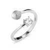 Elegant Classic Style Pearl Ring Mountings 925 Sterling Silver Set Prongs Round Cut Clear White Zircon 5 Pieces