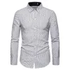 Chemises décontractées pour hommes Nice hommes chemise haut automne à manches longues chemisier mince Polka Dot Fit Modis col rabattu robe pour hommes Camisa Masculina