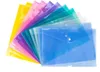 مجلدات زر شفافة PP البلاستيكية حقيبة الأرشيف متعدد الألوان ماء ملف الجيب الايداع تخزين القرطاسية الطالب