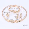 Sets Flower Design Sets Gold Chain Necklace Earrings Bracelet Ring Romantic Crystal Party Wedding Jewelry Sets For Women