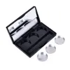 DIY Black 3 Round Eye Shadow Lipstick Cosmetic Empty Makeup Box Grid Packing Case Palette