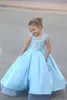 2020 Lovely Puffy Flower Girls Dresses For Weddings Illusion Lace 3D Appliques Sleeveless Mother and Daughter Dresses Girl Pageant Gowns