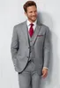 Best Popular Design Grey Groom Tuxedos Notch Lapel Two Button Groomsmen Mens Wedding Dress Excellent Man 3 Piece Suit(Jacket+Pants+Vest+Tie)