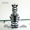 Parade Performance Walking Zebra gonfiabile Costume 2m Divertente adulto indossabile Blow Up Cartoon Animal Mascot Suit For Event