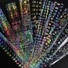 4 * 20cm / rolo Folha de unha holográfica adesivos Flame Dandelion Panda Bamboo Holo Decalques de Transferência