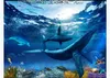 3D personalizado PVC auto-adesivo Pintura de papel de parede pintura beautiful bale golfinhos subaquático mundo 3d estereofonto banheiro à prova d'água