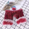 20 Colors Fashion Winter Warm Girl Leather Rabbit Fur Gloves Warm Winter Fingerless Gloves Colorful Christmas Gifts ZZA1415