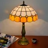 티파니 스타일 스테인드 테이블 램프 거실 침실 침대 옆 램프 간단한 오렌지 유리 책상 램프 TF035