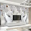 Photo Wallpaper 3D Stereo Crystal Diamond Swan Lake Romantic Beautiful Jewelry TV background Wall Mural European Style 3 D Decor